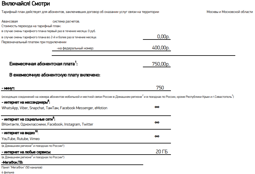 Актуальные тарифные планы Мегафон в Москве и Московской области в 2019 году