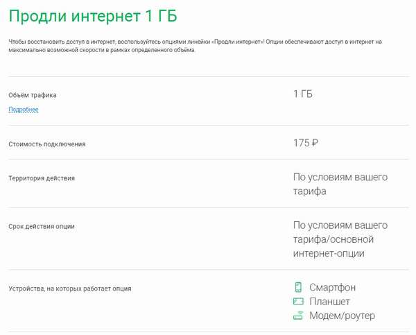 Продли интернет 1 ГБ