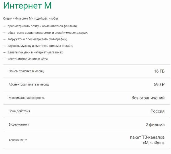 Интернет M от Мегафон