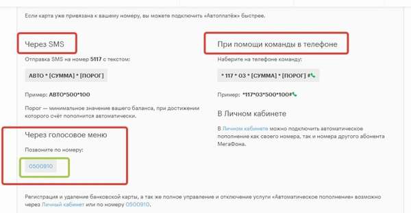 Автоплатеж на Мегафоне