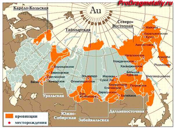 Месторождение золота в России