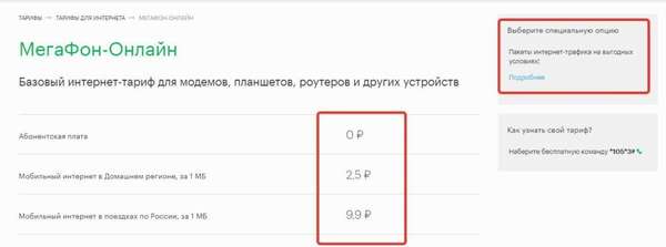 Список и обзор интернет-опций и пакетных тарифов от Мегафон