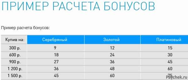 Пример расчета бонусов по карте Газпром