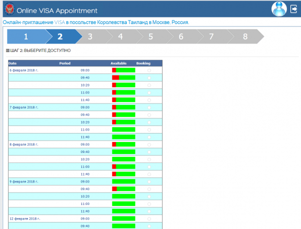 Скриншот: второй этап записи на подачу визовых документов