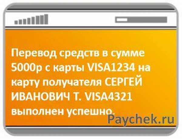 Перевод средств с банковской карты на карту получателя по СМС в Сбербанке