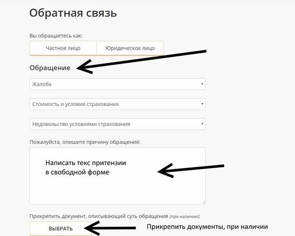Заявка на обратную связи в страховую