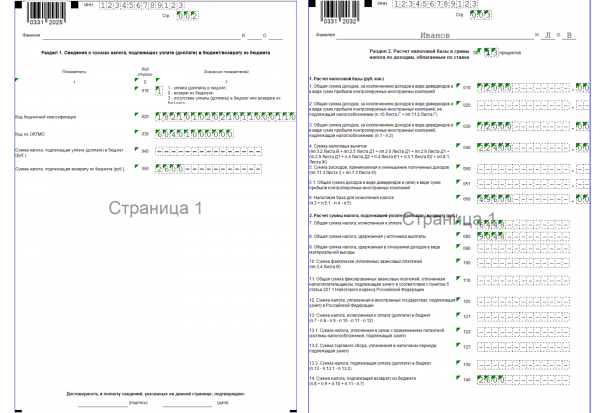 Образец заполнения формы 3-НДФЛ для ИП