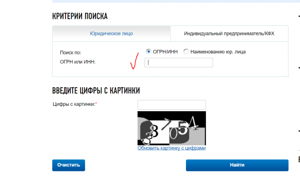 Поиск КПП — скрин с сайта ФНС