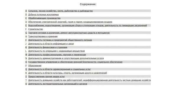 Разделы классификатора ОКВЭД-2