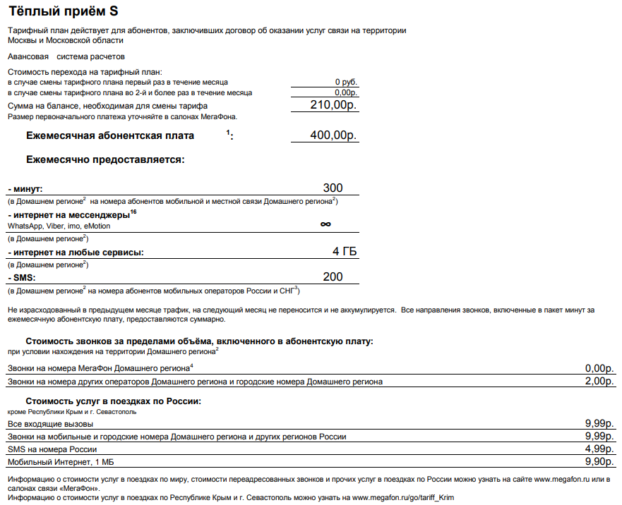 Актуальные тарифные планы Мегафон в Москве и Московской области в 2019 году