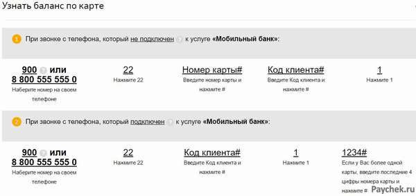 Телефон для получения баланса карты Сбербанка