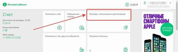 Где в личном кабинете Мегафон просмотреть детализацию звонков?