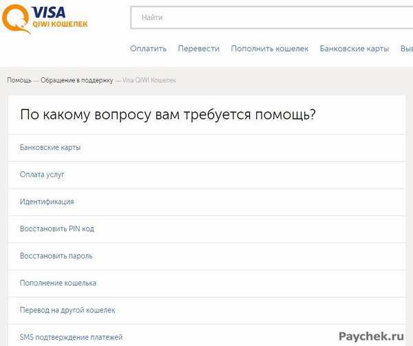 Помощь в вопросах с работой Visa QIWI Кошелек