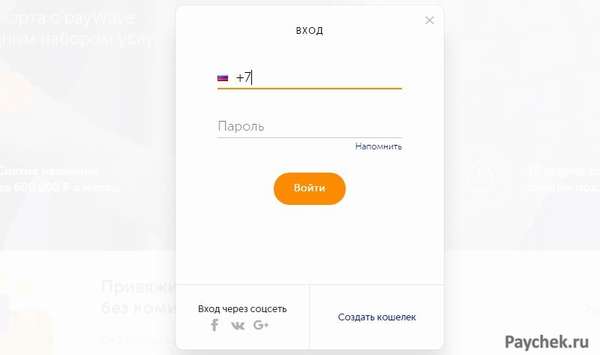 Авторизация на сайте Visa QIWI Wallet