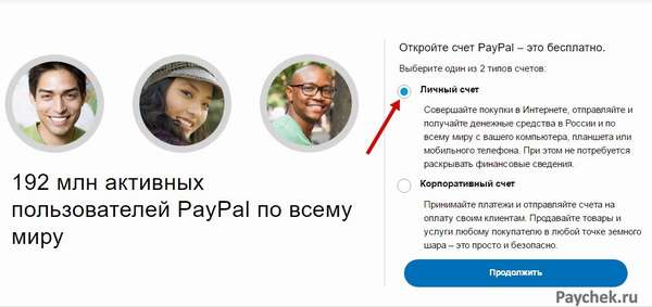 Личный счет в PayPal