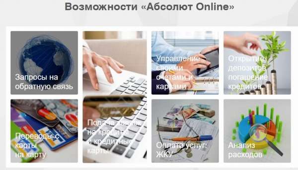 Возможности личного кабинета интернет-банка Абсолют