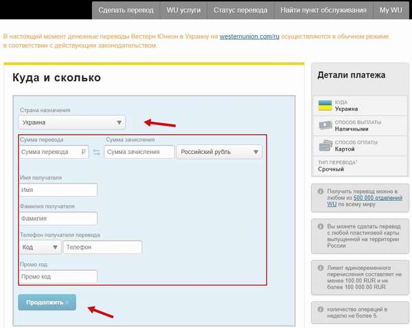  Онлайн система Вестерн Юнион