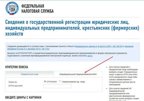 Форма запроса информации об индивидуальном предпринимателе, КФХ или юридическом лице